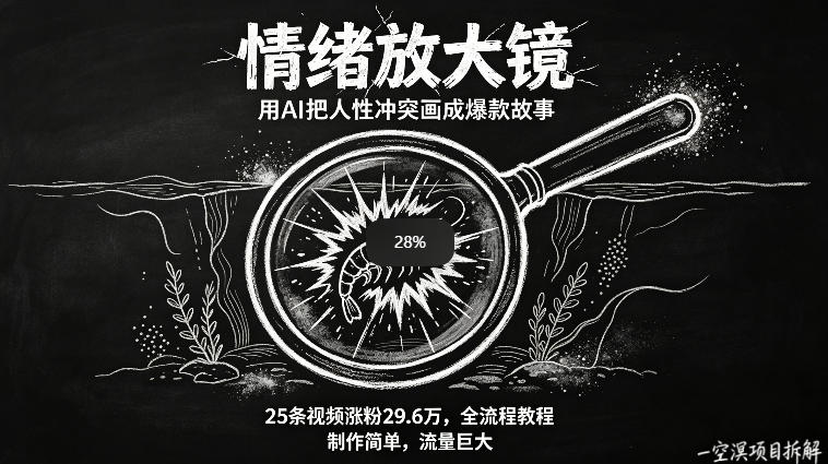 AI制作“情绪放大镜“视频，25条视频涨粉29.6W粉，流量巨大，制作简单，全流程教程-好运多多