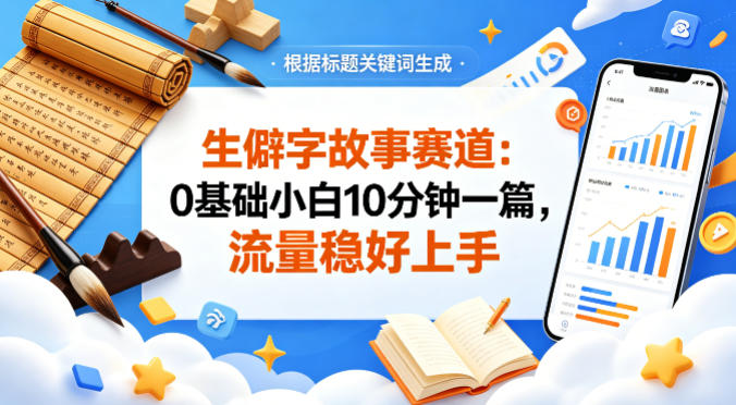 公众号流量主——生僻字故事赛道，流量稳，好上手，0基础小白也能10分钟一篇-好运多多