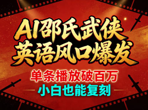 AI邵氏武侠英语风口爆发，单条播放破百万，小白也能复刻-好运多多