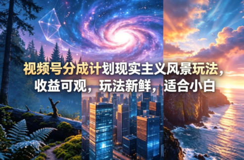 视频号分成计划现实主义风景玩法，收益可观，玩法新鲜，适合小白-好运多多