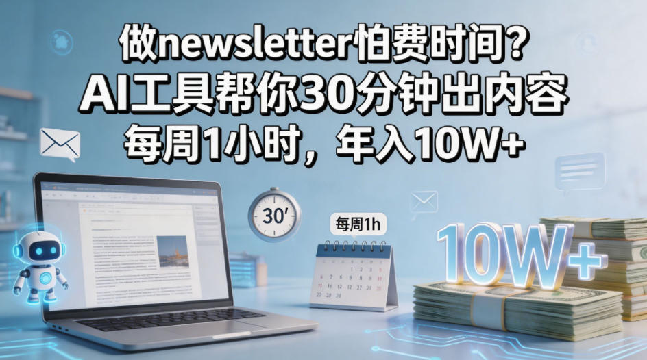 做newsletter怕费时间？AI工具帮你30分钟出内容，每周1小时，年入10W+！【原创双语字幕】-好运多多