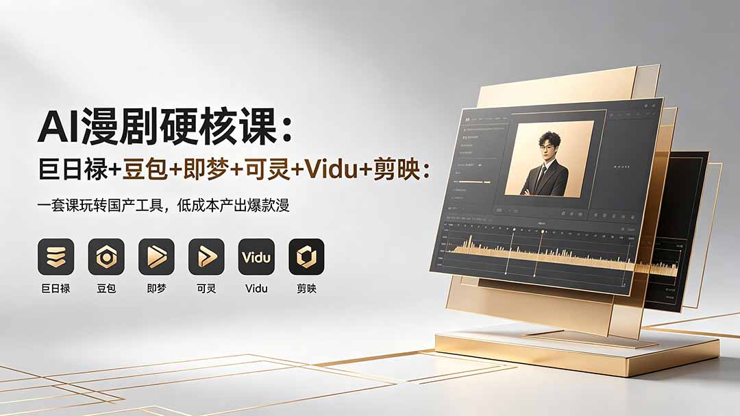AI漫剧硬核课：巨日禄+豆包+即梦+可灵+Vidu+剪映：一套课玩转国产工具，低成本产出爆款漫剧-好运多多