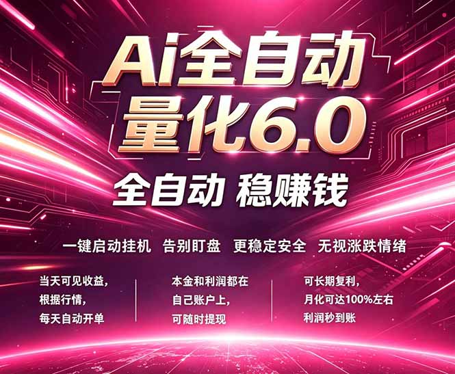 最新AI量化交易6.0，24小时自动运行，绿色稳定！日入1000+-好运多多