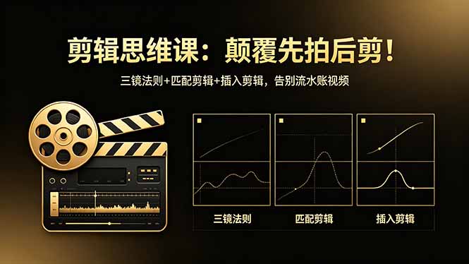 剪辑思维课：颠覆先拍后剪！三镜法则+匹配剪辑+插入剪辑，告别流水账视频-好运多多