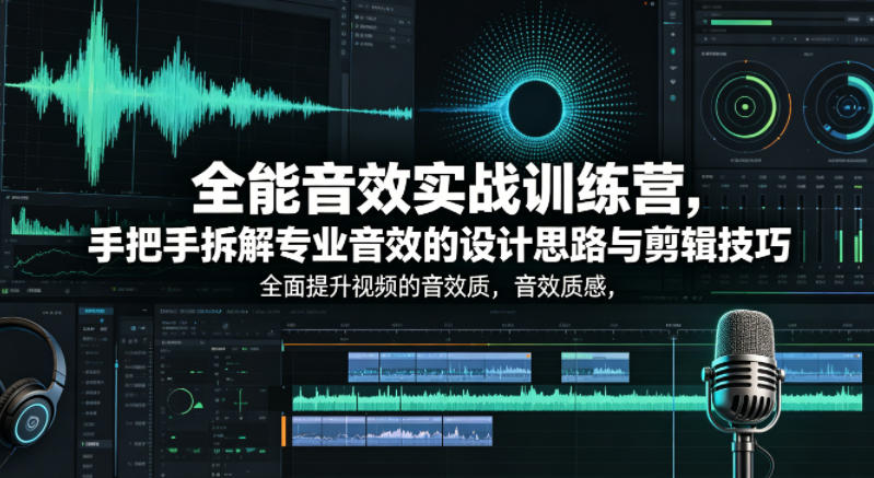 全能音效实战训练营，手把手拆解专业音效的设计思路与剪辑技巧，全面提升视频的音效质感-好运多多