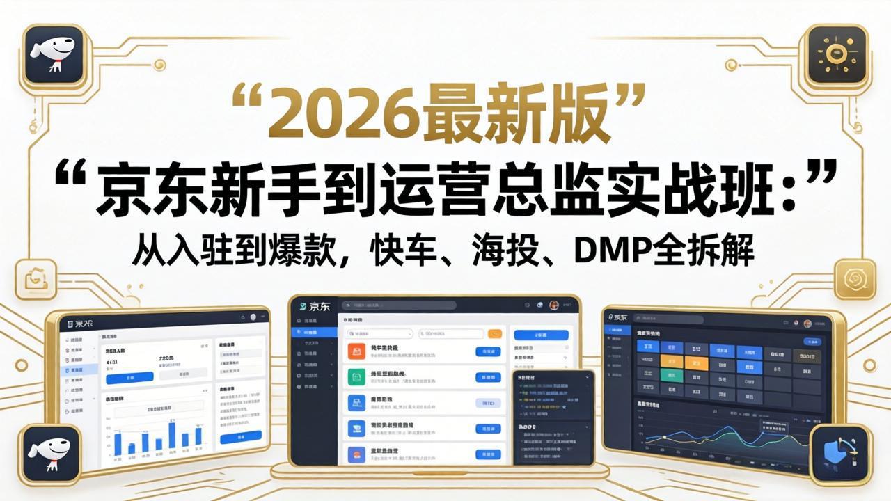 京东新手到运营总监实战班：从入驻到爆款，快车、海投、DMP全拆解，2026最新版-好运多多