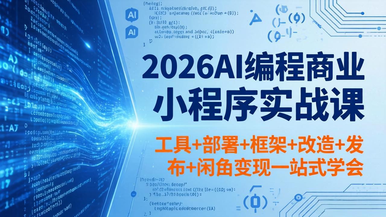 2026AI编程商业小程序实战课，工具+部署+框架+改造+发布+闲鱼变现一站式学会-好运多多