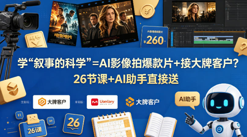 学《叙事的科学》=AI影像拍爆款片+接大牌客户？26节课+AI助手直接送【原创双语字幕】-好运多多