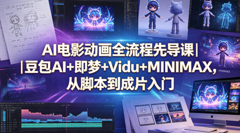 AI电影动画全流程先导课｜豆包AI+即梦+Vidu+MINIMAX，从脚本到成片入门-好运多多