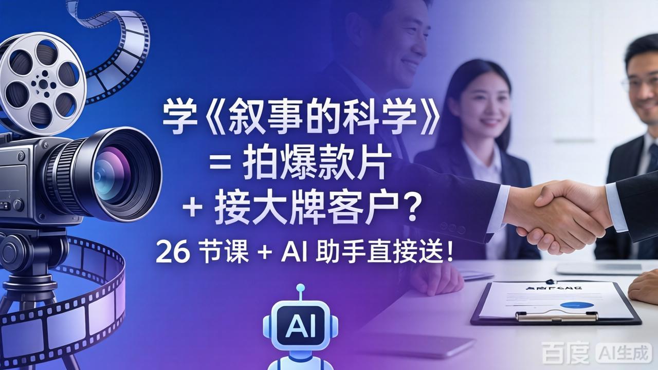 学《叙事的科学》= 拍爆款片 + 接大牌客户？26 节课 + AI 助手直接送！-好运多多