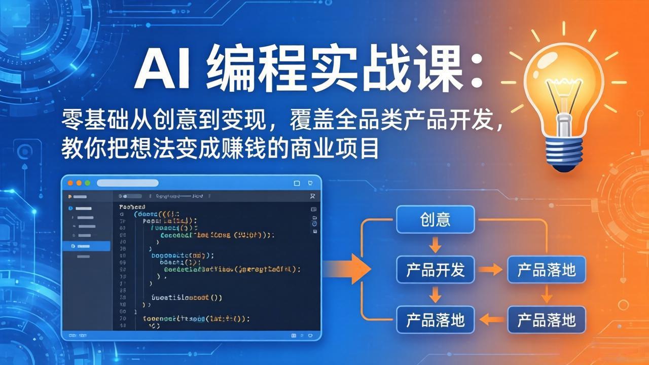 AI编程实战课-第三期-5月3更新：零基础从创意到变现，覆盖全品类产品开发，把想法变成赚钱项目-好运多多