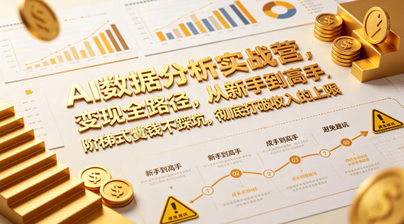 AI数据分析实战营，变现全路径，从新手到高手，阶梯式賺钱不踩坑，彻底打破收入的上限-好运多多