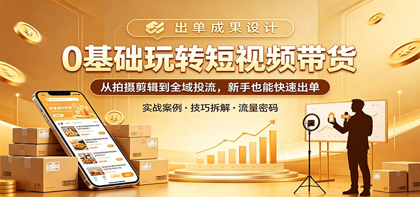 0基础玩转短视频带货：从拍摄剪辑到全域投流，新手也能快速出单-好运多多