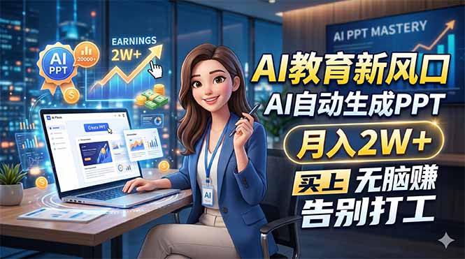 AI教育新风口，AI自动生成PPT，月入2W+，无脑赚，告别打工-好运多多