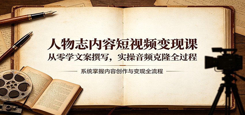 人物志内容短视频变现课：从零学文案撰写，实操音频克隆全过程-好运多多