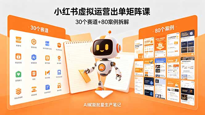 小红书虚拟运营出单矩阵课：30个赛道+80案例拆解，AI赋能批量生产笔记-好运多多