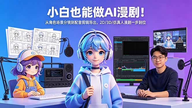小白也能做AI漫剧！从角色场景分镜到配音剪辑导出，2D/3D/仿真人漫剧一步到位-好运多多