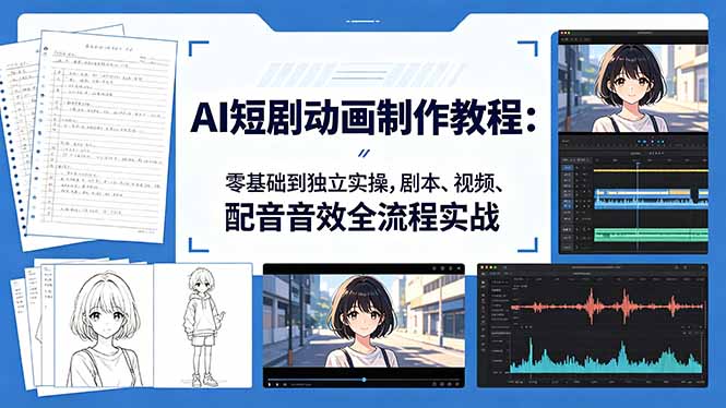 AI短剧动画制作教程：零基础到独立实操，剧本、视频、配音音效全流程实战-好运多多