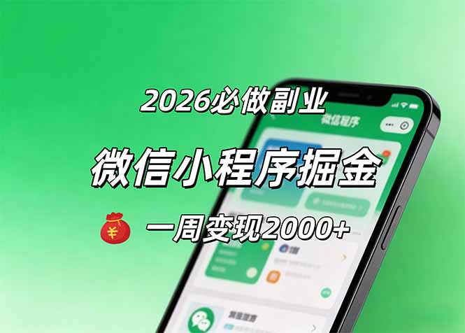 2026微信小程序掘金，简单好上手，一周变现2000+-好运多多