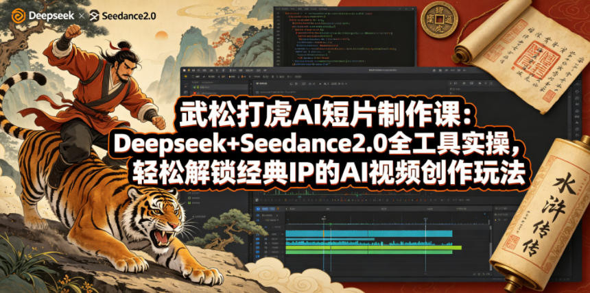 武松打虎AI短片制作课：Deepseek+Seedance2.0全工具实操，轻松解锁经典IP的AI视频创作玩法-好运多多