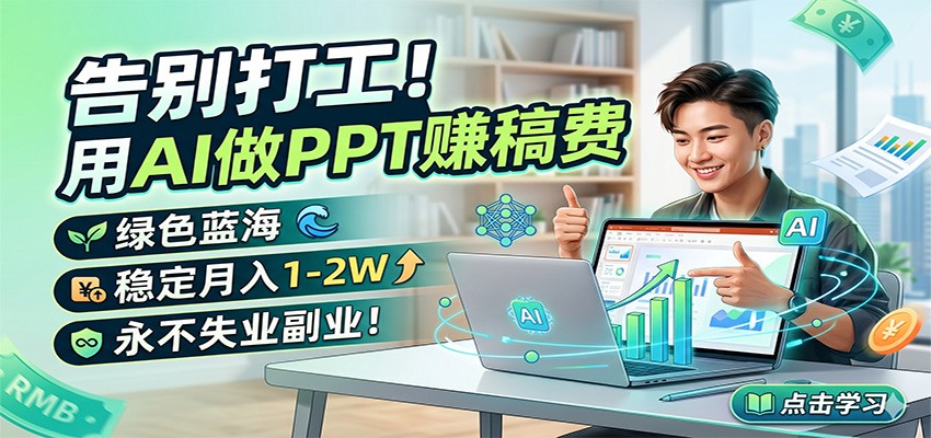 告别打工！用AI做PPT赚稿费，绿色蓝海，稳定月入1-2W，永不失业副业！-好运多多