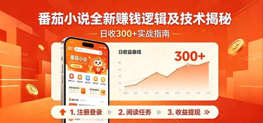 番茄小说全新赚钱逻辑及技术日收300+，小白新书皆可做！无脑赚就行了！-好运多多