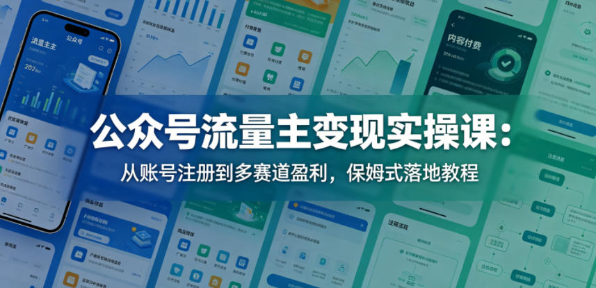 公众号流量主变现实操课:从账号注册到多赛道盈利,保姆式落地教程-好运多多