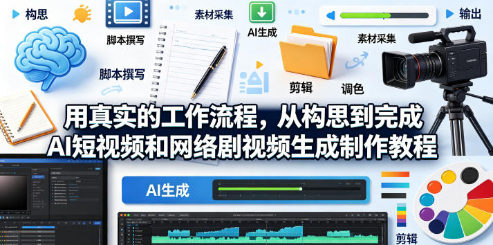 用真实的工作流程，从构思到完成AI短视频和网络剧视频生成制作教程-中英字幕-好运多多