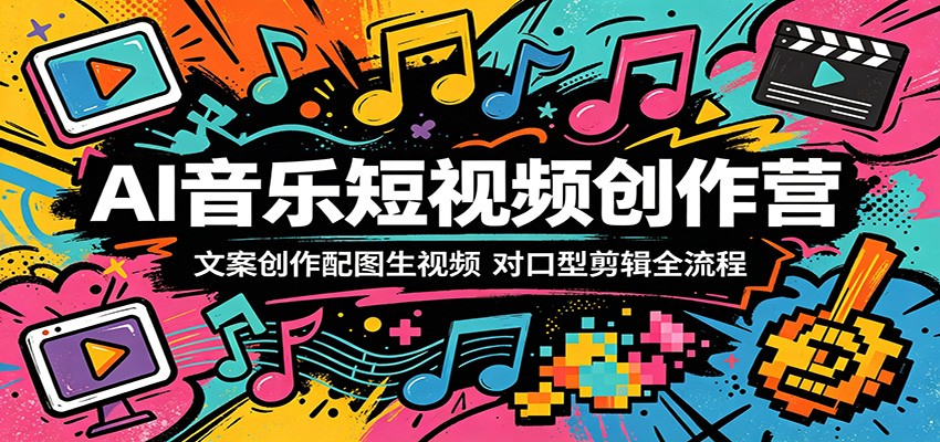AI音乐短视频创作营：文案创作配图生视频，对口型剪辑全流程-好运多多