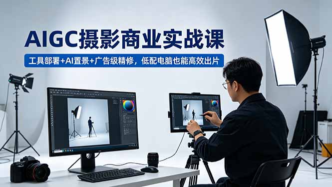 AIGC 摄影商业实战课,工具部署+AI置景+广告级精修,低配电脑也能高效出片-好运多多