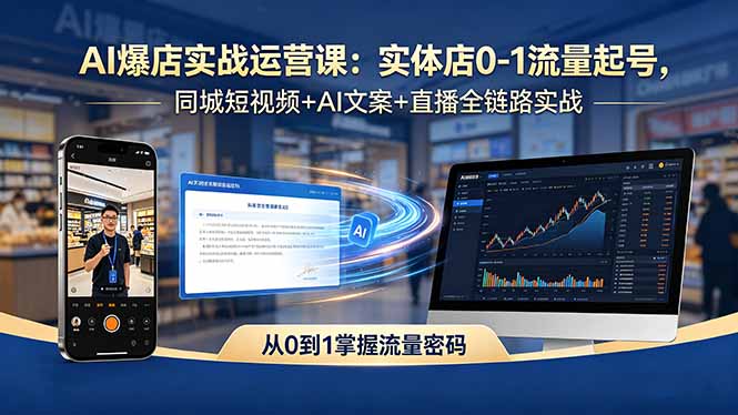 AI爆店实战运营课:实体店0-1流量起号,同城短视频+AI文案+直播全链路实战-好运多多