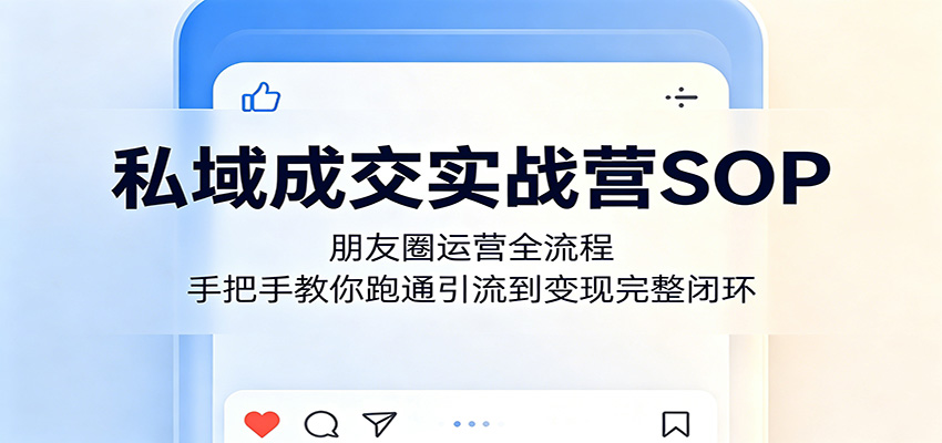私域成交实战营SOP：朋友圈运营全流程，手把手教你跑通引流到变现完整闭环-好运多多