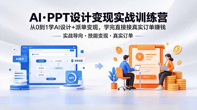 AI·PPT设计变现实战训练营,从0到1学AI设计+派单变现,学完直接接真实订单赚钱-好运多多