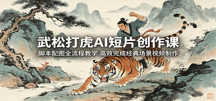 武松打虎AI短片创作课:脚本配图全流程教学,高效完成经典场景视频制作-好运多多