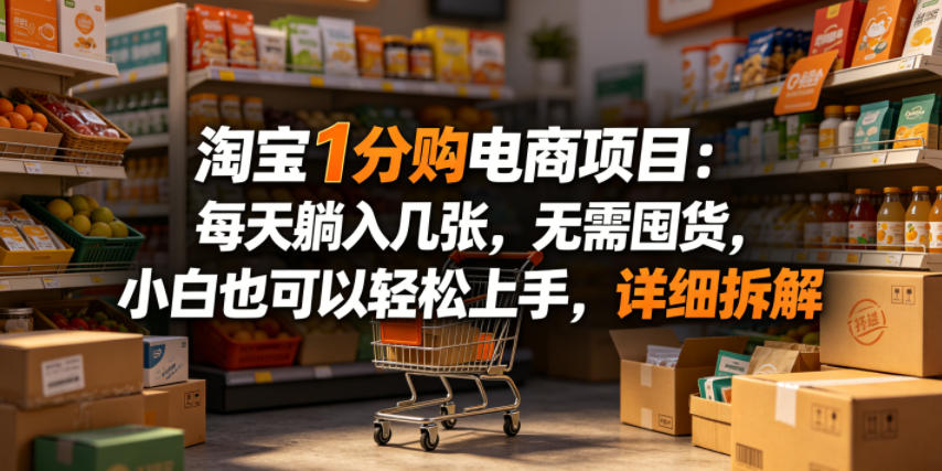 淘宝1分购电商项目:每天躺入几张,无需囤货,小白也可以轻松上手,详细拆解-好运多多