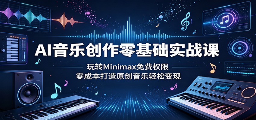 AI音乐创作零基础实战课：玩转Minimax免费权限，零成本打造原创音乐轻松变现-好运多多