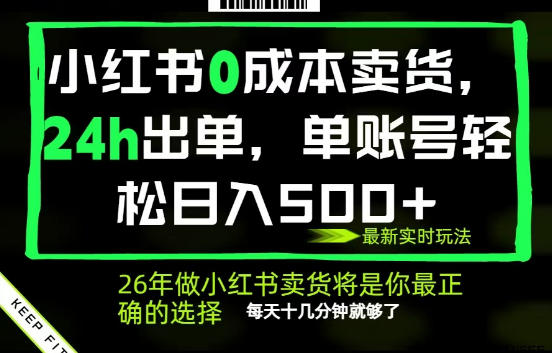 小红书0成本AI卖货，24小时出单，全流程托管，保底日入500+，每天十几分钟就够了【揭秘】-好运多多