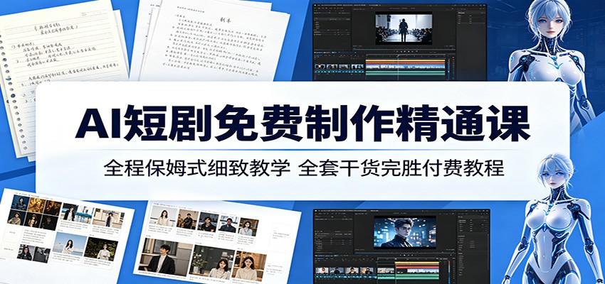 AI短剧免费制作精通课:全程保姆式细致教学,全套干货完胜付费教程-好运多多