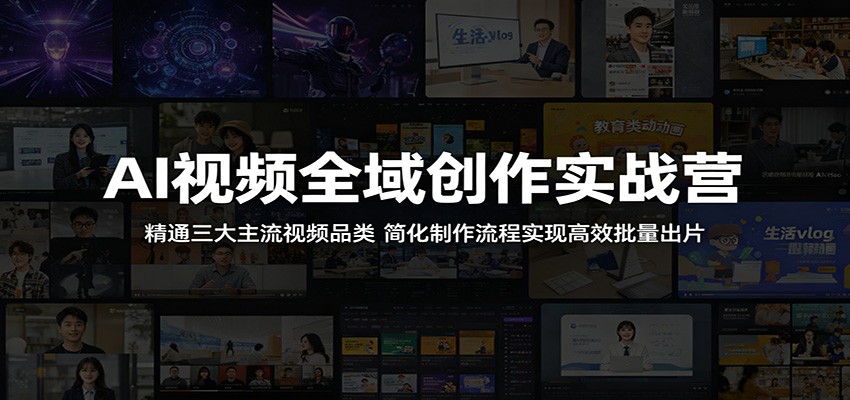 AI视频全域创作实战营:精通三大主流视频品类,简化制作流程实现高效批量出片-好运多多