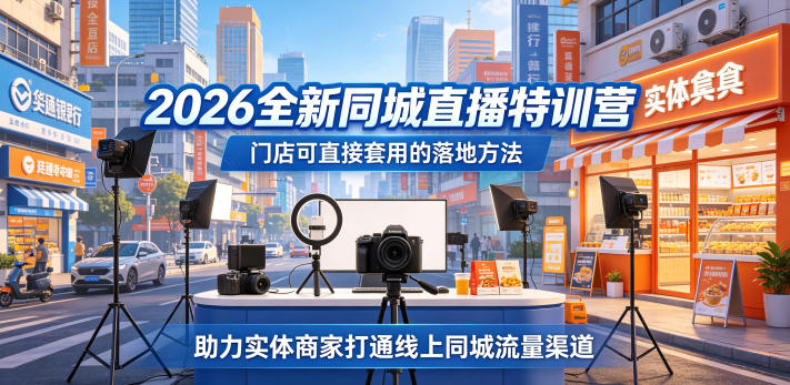2026全新同城直播特训营,门店可直接套用的落地方法,助力实体商家打通线上同城流量渠道-好运多多