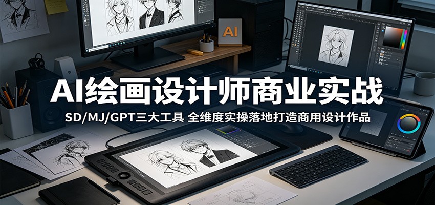 AI绘画设计师商业实战：SD/MJ/GPT三大工具，全维度实操落地打造商用设计作品-好运多多