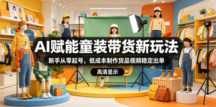 AI赋能童装带货新玩法，新手从零起号，低成本制作货品视频稳定出单-好运多多