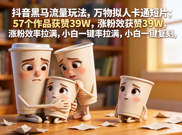 抖音黑马流量玩法,万物拟人卡通短片,57个作品获赞39W,涨粉效率拉满,小白一键复刻,保姆级拆解-好运多多