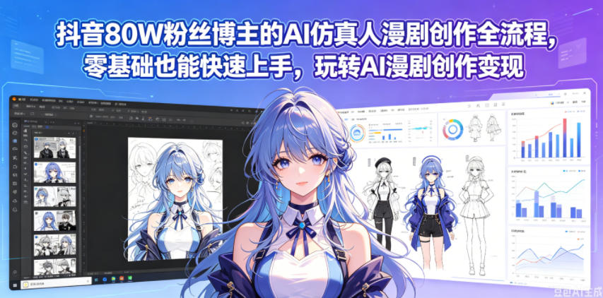抖音80W粉丝博主的AI仿真人漫剧创作全流程,零基础也能快速上手,玩转AI漫剧创作变现-好运多多