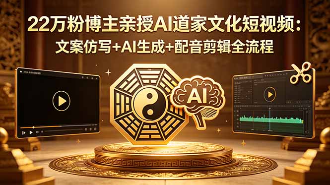 22万粉博主亲授AI道家文化短视频:文案仿写+AI生成+配音剪辑全流程-好运多多