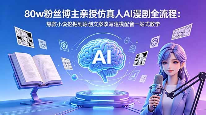 80w粉丝博主亲授仿真人AI漫剧全流程:爆款小说挖掘到原创文案改写建模配音一站式教学-好运多多