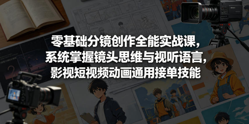 零基础分镜创作全能实战课,系统掌握镜头思维与视听语言,影视短视频动画通用接单技能-好运多多