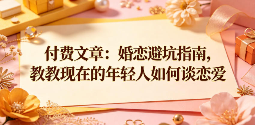 付费文章:婚恋避坑指南,教教现在的年轻人如何谈恋爱-好运多多