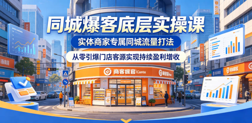 同城爆客底层实操课,实体商家专属同城流量打法,从零引爆门店客源实现持续盈利增收-好运多多