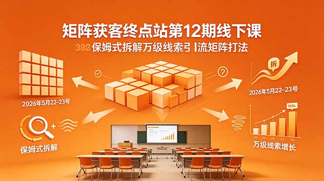 矩阵获客终点站第12期线下课 2026年5月22-23号 保姆式拆解万级线索引流矩阵打法-好运多多